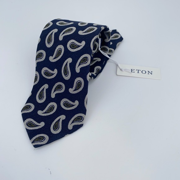 Eton Tie Mens One Size Multi Paisley Silk Classic Luxury Necktie‎ Italy Made NWT